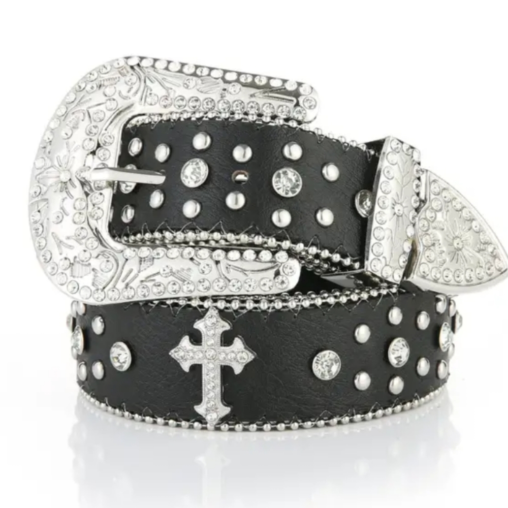 Women's Large buckle rhinestone belt
